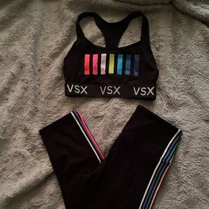 VSX Black Activewear Set with Colorful Stripes